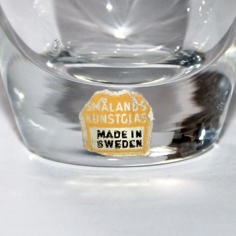 Vintage Small Vase Smalands Kunstglas Sweden Lily of the Valley Crystal floral